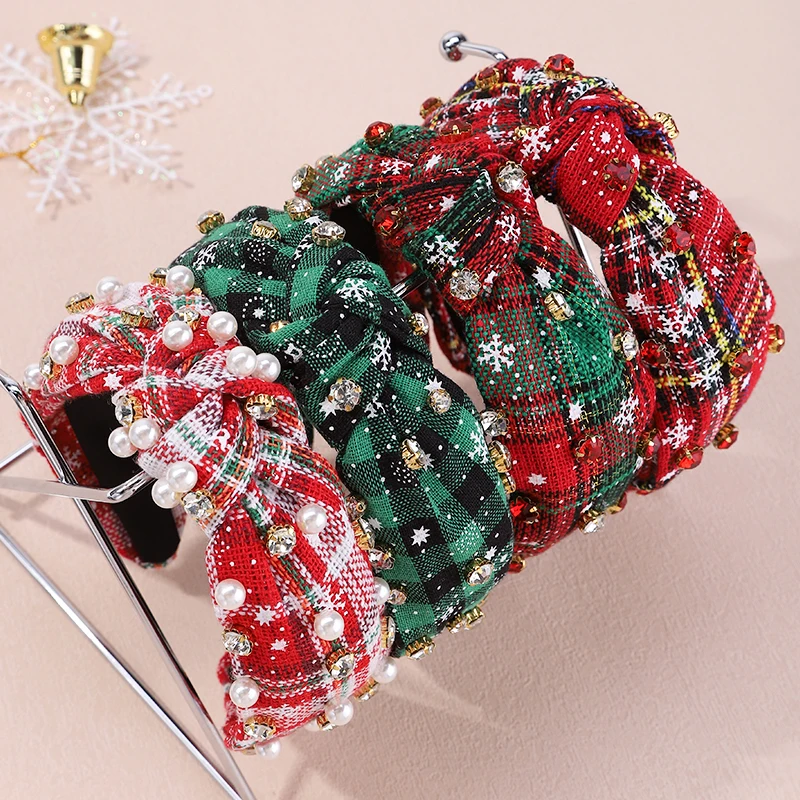 

1/4Pcs 5.5cm Christmas Model Premium Gemstone Cotton Dumpling Knot No Hair Damage High Cranial Top Elasticity