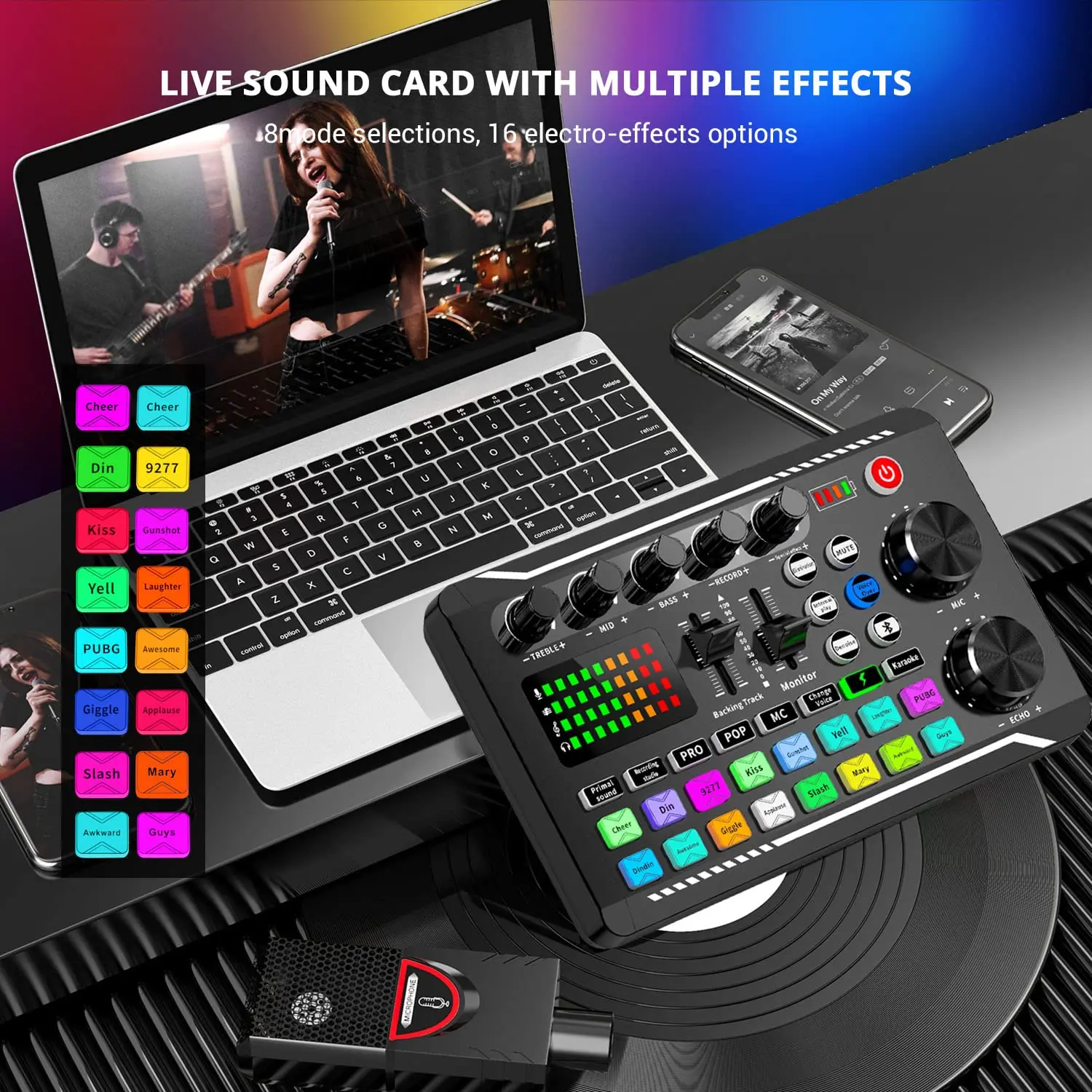 Professional Live Sound Card Live Broadcast Equipment DJ Device  with Microphone Set Games Music Recording Live Streaming Device