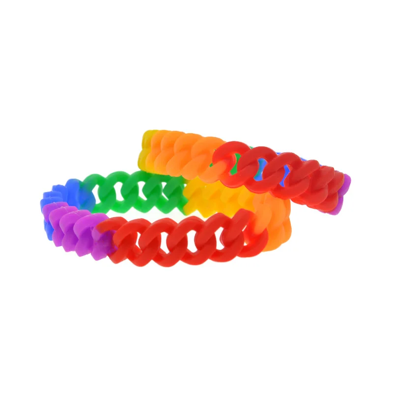 

25 Pcs Colorful Woven Texture Pride Silicone Bracelet Unisex Fashion Sports Rubber Bangle