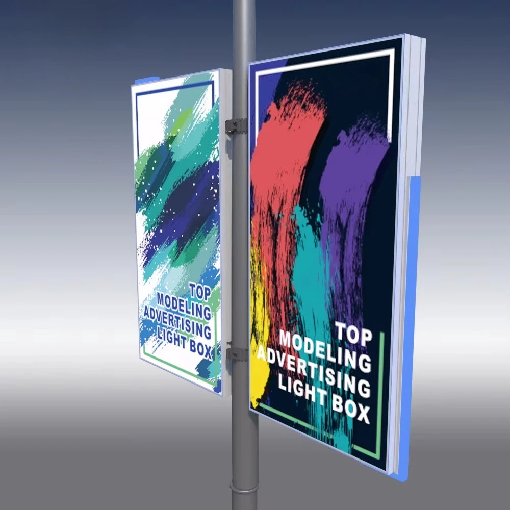 Lamp Pole Light Box Fabric Light Box Illuminated Sign Board Double Sided Backlit Fabric Billboard Outdoor Light Box