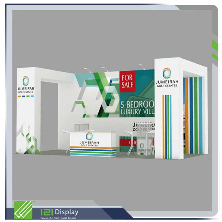 Supporto per esposizione pop-up in alluminio Cabina per esposizioni commerciali 3x6 con doppio ponte per più parti per mostrare