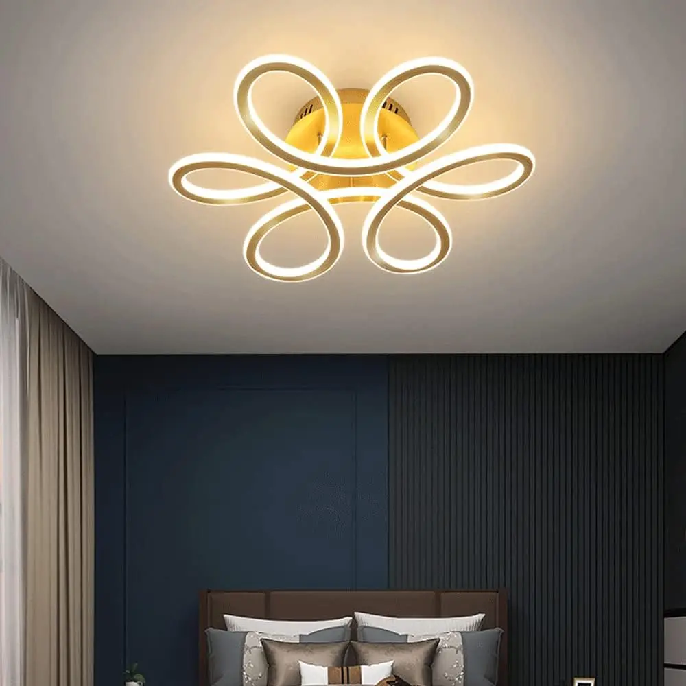 55cm LED Ceiling Lights Modern Petals Acrylic Semi Flush Mounted Ceiling Lighting Fixture for Bedroom Kitchen Hallway Office