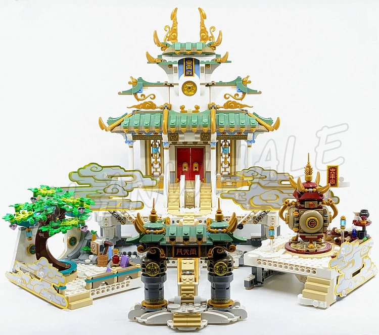 2433pcs Monkie Kid Monkey The Heavenly Realms Chiese Palace Flat Peach Cloud 86994 Building Blocks sets Compatible With Model