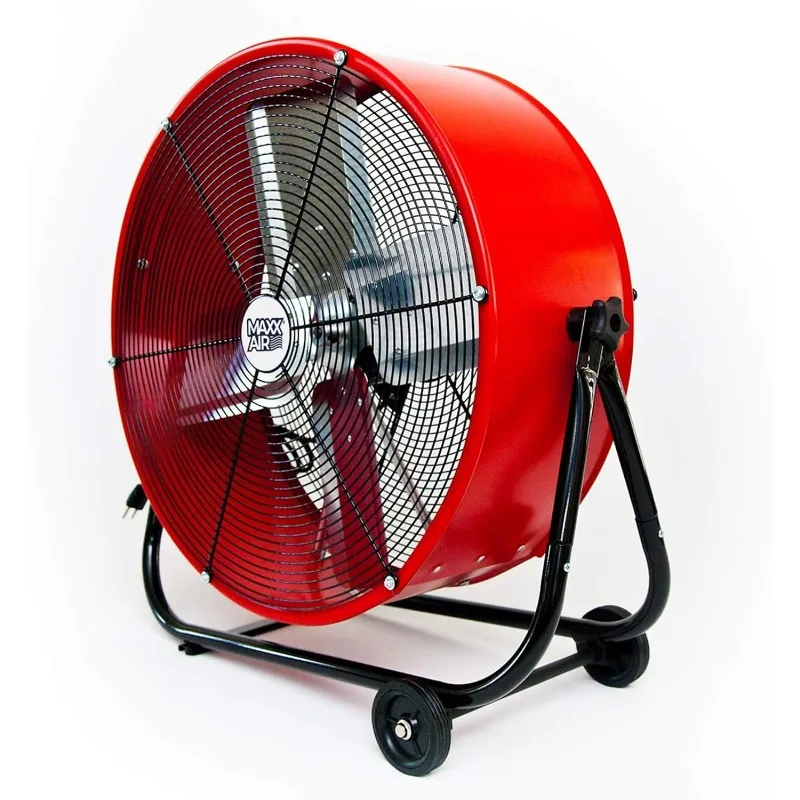 مروحة صناعية Maxx Air مقاس 24 بوصة شديدة التحمل - مروحة طبلة متينة لورشة العمل - مراوح متجر قوية شديدة التحمل للاستخدام الصناعي