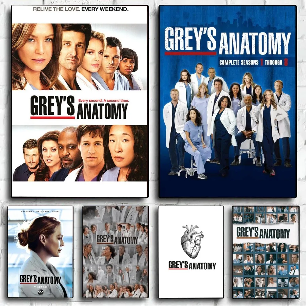 Greys Anatomy TV  Poster No Framed Poster Kraft Club Bar Paper Vintage Poster Wall Art Painting Bedroom Study Stickers