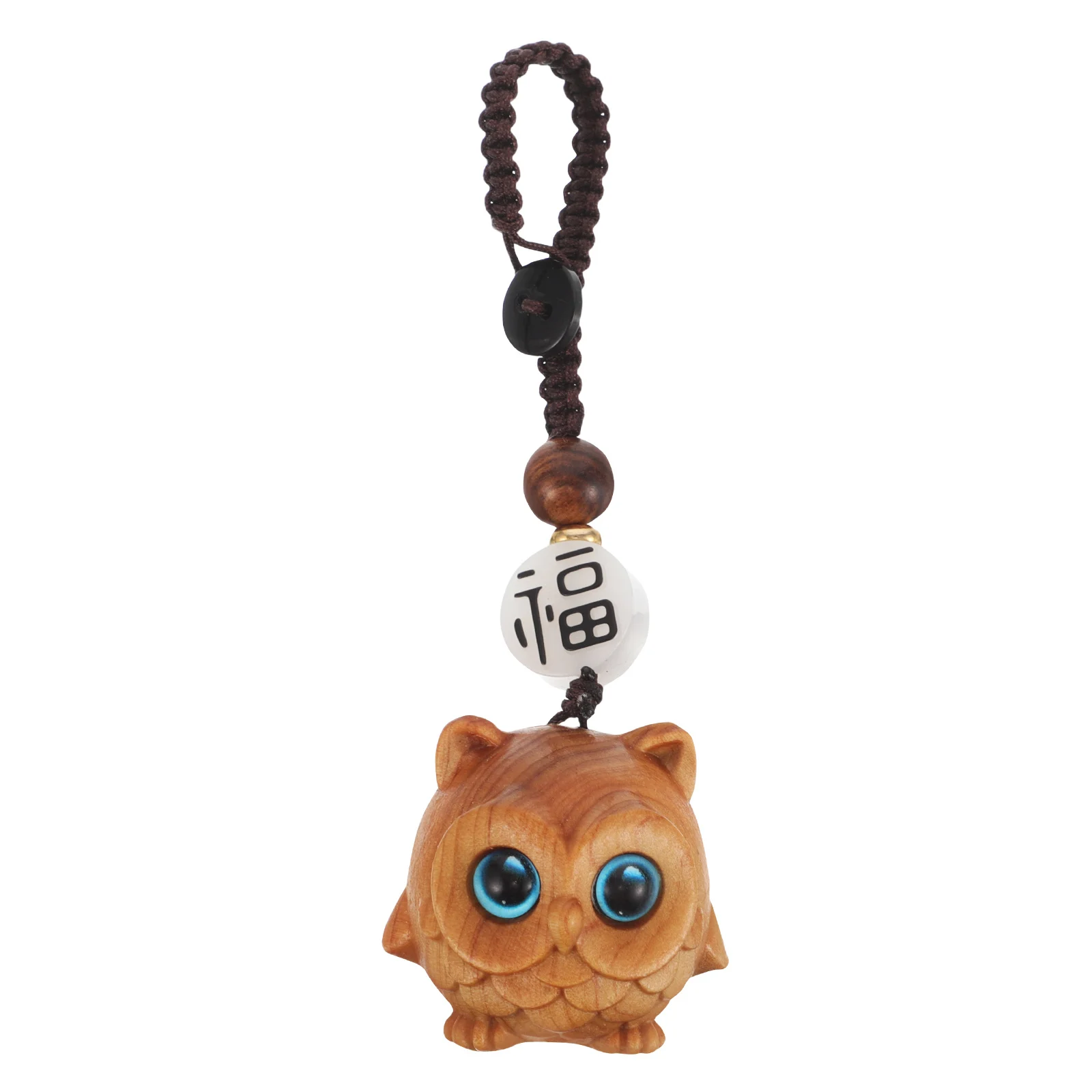 

Lovely Wooden Owl Unique Hand-Carved Car Key Ring For Handbag Purse Decoration Hanging Bag Charm Small Keychain Ornament Owl