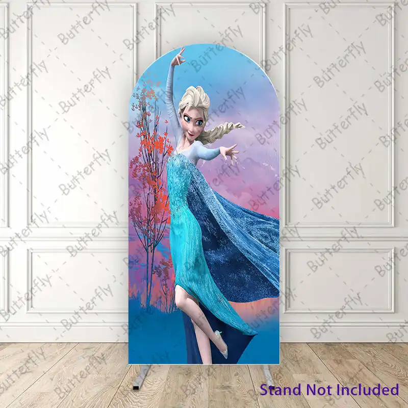 Sunset Glow Tree Elsa Princess Disney Frozen Custom Arch Photography Backdrop Cover Girls Birthday Party Background Decoration