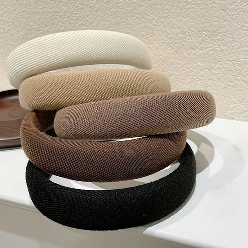 Verdicktes, festes, breites Haarband für Damen, Vintage, weiches, elastisches Stirnband, Mädchen-Lünette, Haarband, Kopfbedeckung, modisches Haar-Accessoire – Detail 3