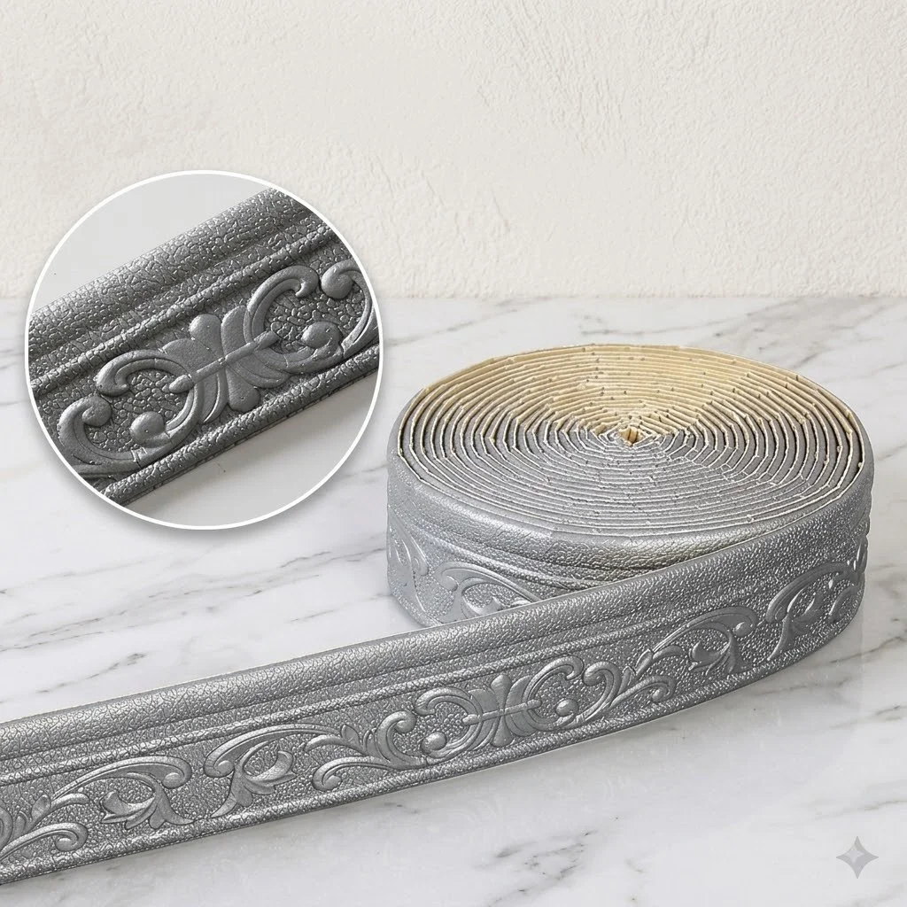 10m Rolle Wasserdichter Selbstklebender Sockelleisten-Aufkleber 3D-Wandbordüren-Tapete für Inneneinrichtung – Detail 4