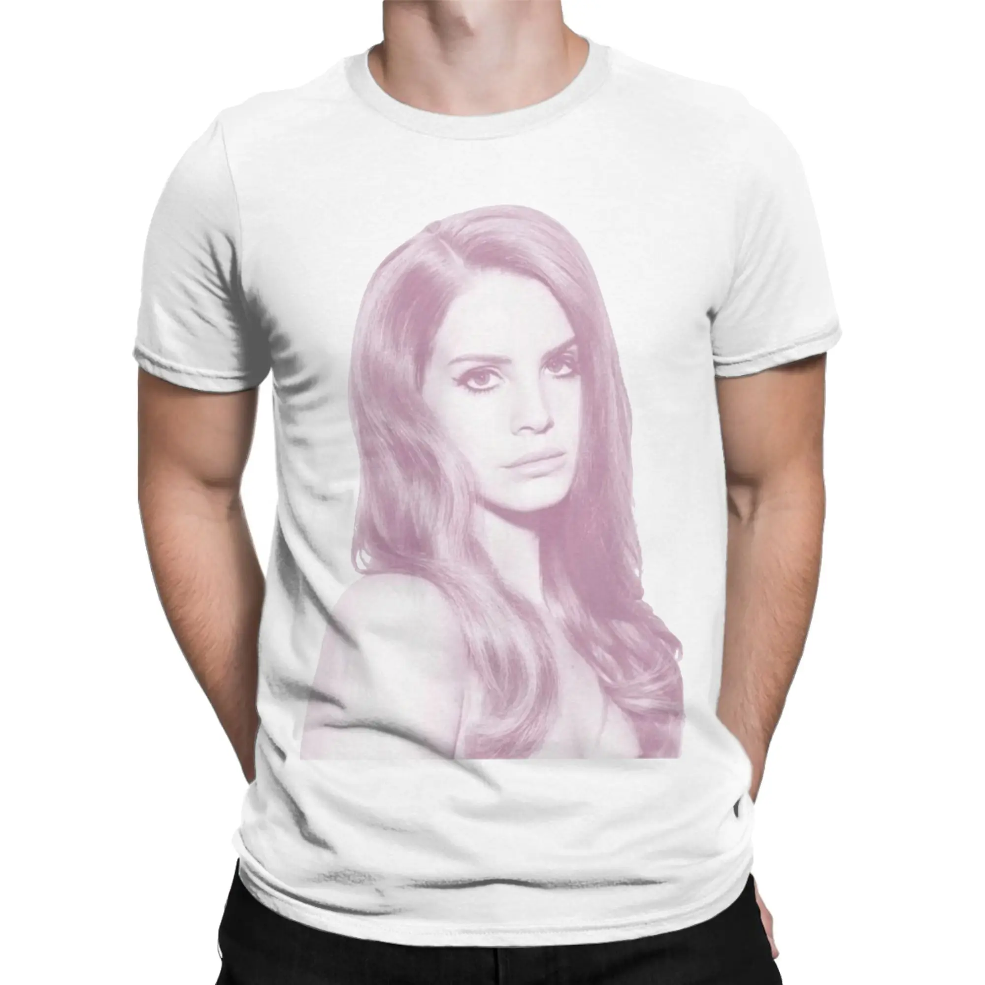 لانا ديل ري تي شيرت رجالي عادية تي شيرت قصير الأكمام Crewneck تي شيرت القطن الخالص 4XL 5XL بلايز #2