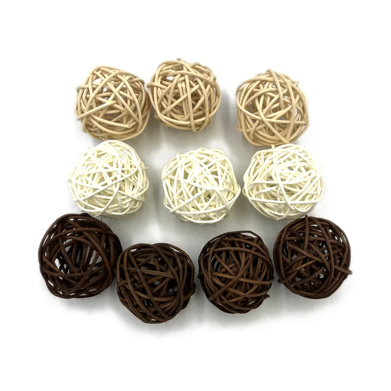 10pcs 3cm Wicker Rattan Decorative Balls Centerpiece Bowls Fillers Balls for Spring Summer Craft, Wedding Party, Potpourri Decor