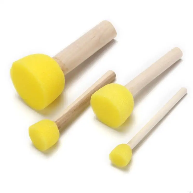 2XPF 5PCS Bàn chải bọt Sponge Set Gỗ tay cầm bằng gỗ Công cụ sơn DIY Crafts cho trẻ Vật tư nghệ thuật cho trẻ mới bắt đầu