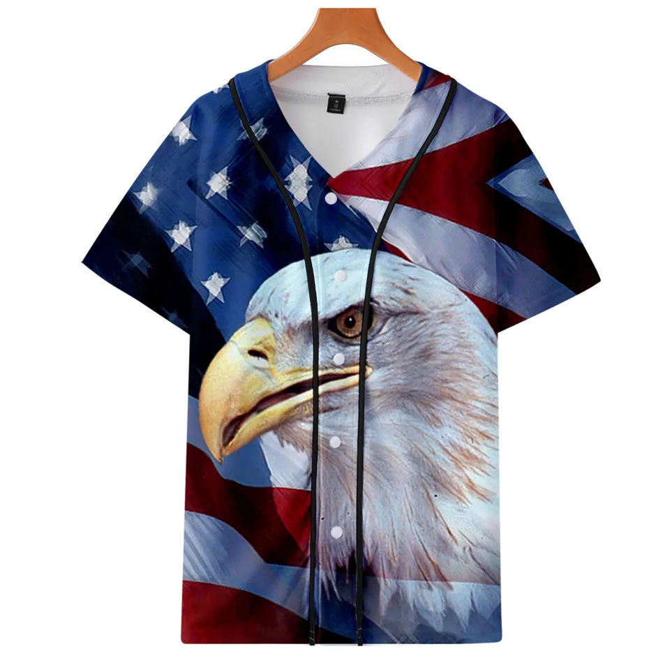 EUA Bandeira Nacional Crânio Águia Beisebol T-shirt, Hip Hop Camisas, Casual Camisa 3D Tee, Harajuku Streetwear, Roupas De Marca