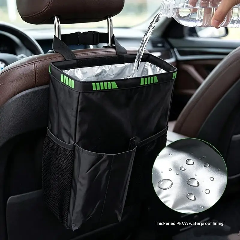Car Backseat Storage Organizer Waterproof with Insulated Cooler Compartment Mesh Pocket for Drink Snack Holder