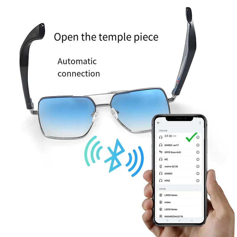 

XFDZ-Smart Sunglasses Glasses Music Glasses Outdoor Sports Waterproof Anti-UV Bluetooth Glasses Call For Men Women