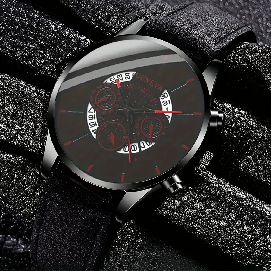 طقم ساعة كوارتز وسوار من الخرز للرجال ، أساور مضفرة ، سوار 1