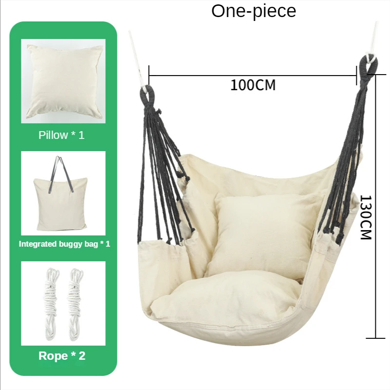 Canvas Hanging Chair College Student Dormitory Hammock with Pillow Indoor Camping Swing Adult Leisure Chair Hanging Swing