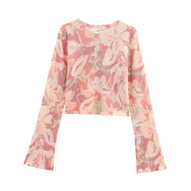 

Spring 2025 Women's Faion Versatile Long Sve round Ne ort Printed Knitwear New Arrival Commute Sle Acrylic Fabric