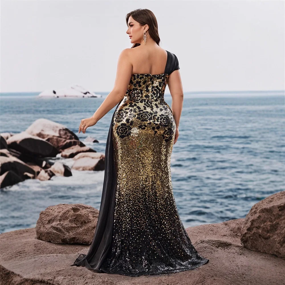

Evening Gown Ele Sequin Patchwork Asymmetrical oulder Slit Par Dr plus Size Women's Clothing Low Waist Silk Fabric