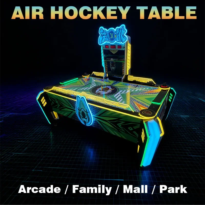 Arcade Air Hockey Table Machine LED Light up Coin Operated Ice Hockey Game Table for Kids Adults Amusement Center