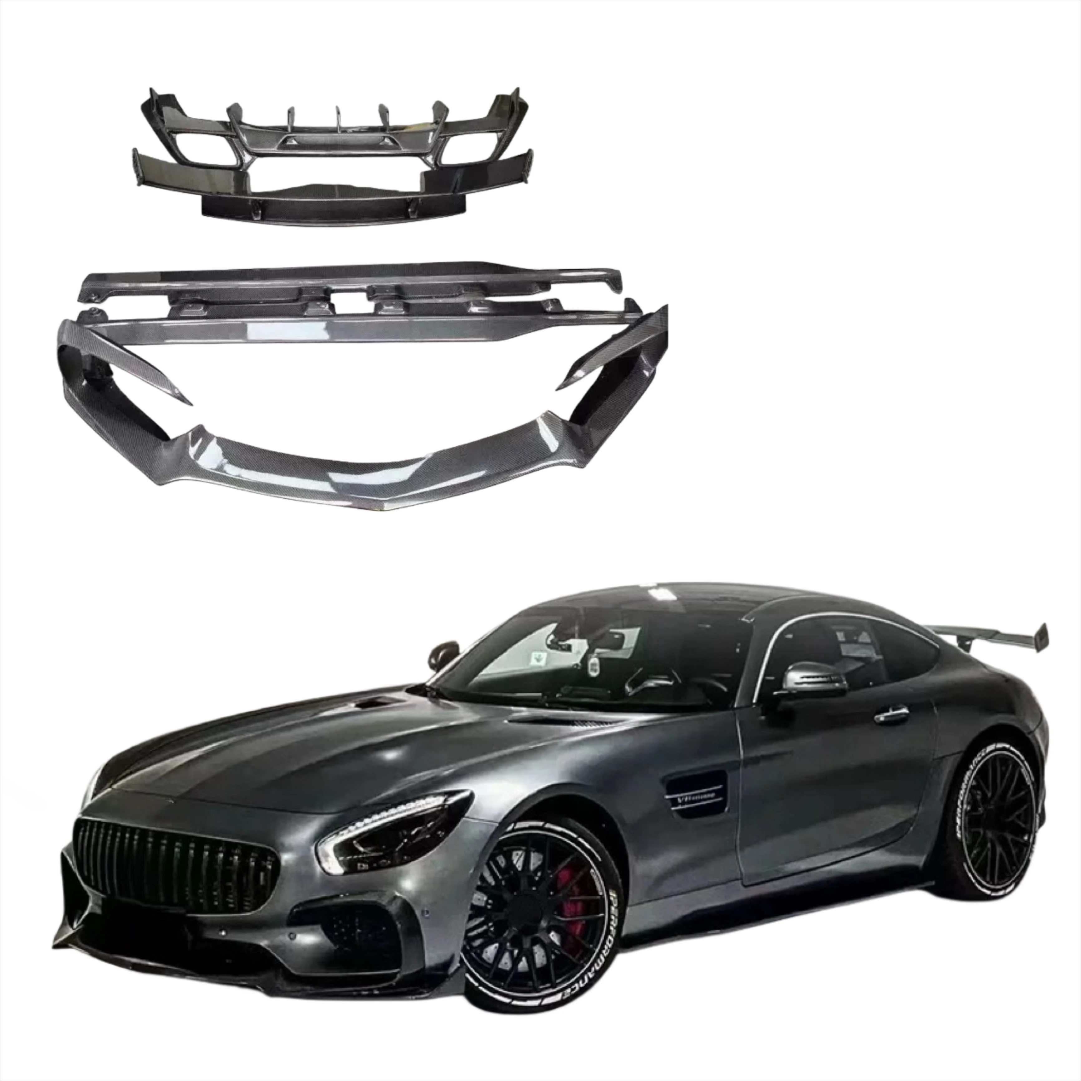

R Style Carbon Fiber Body Kit for Mercedes-Benz for AMG GT Carbon Fiber Front Lip Skirt Rear Diffuser Spoiler