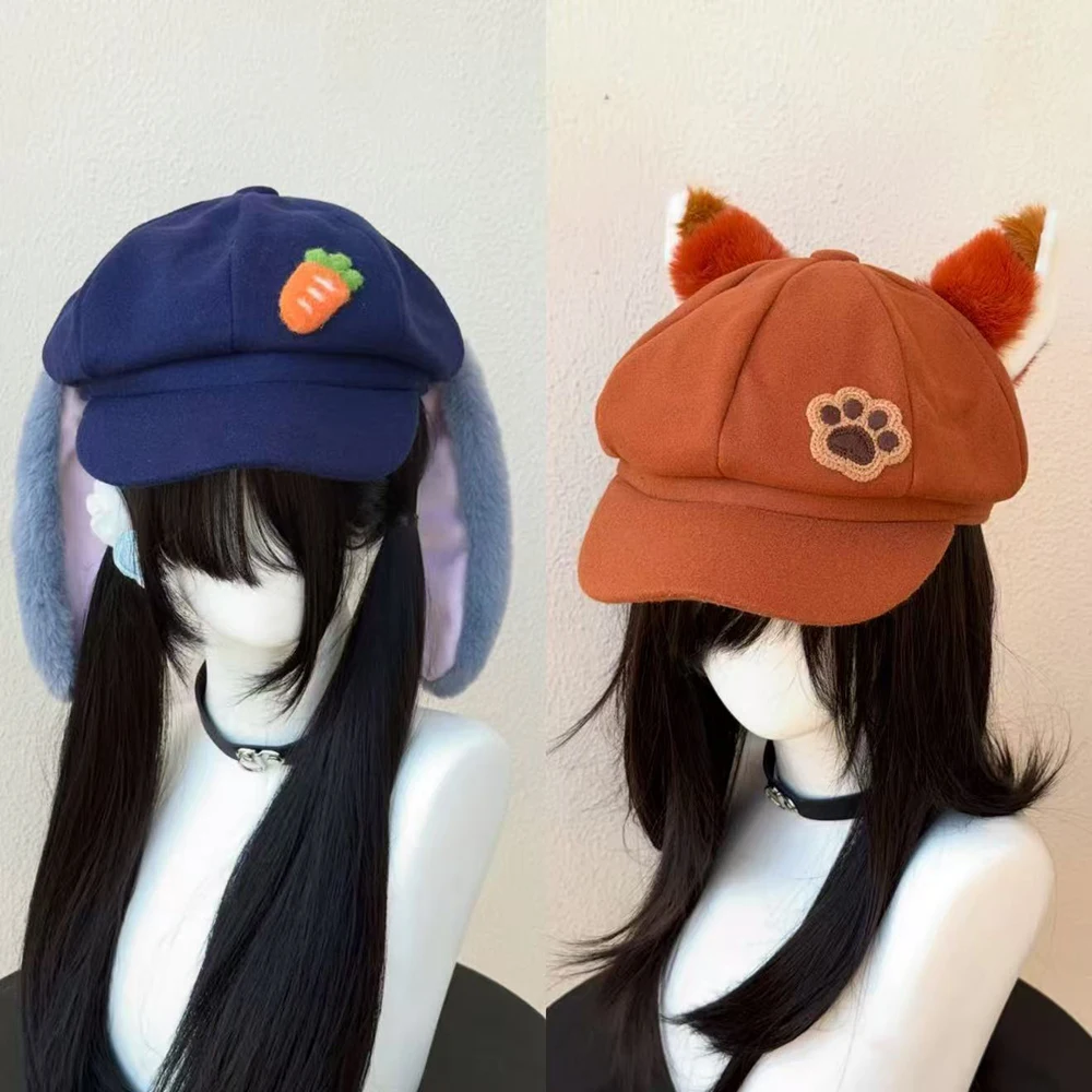 Judy Rabbit Nick Fox Ears Cosplay Hat Octagonal Big Head Circumference Costume Accessory for Fans and Photographers