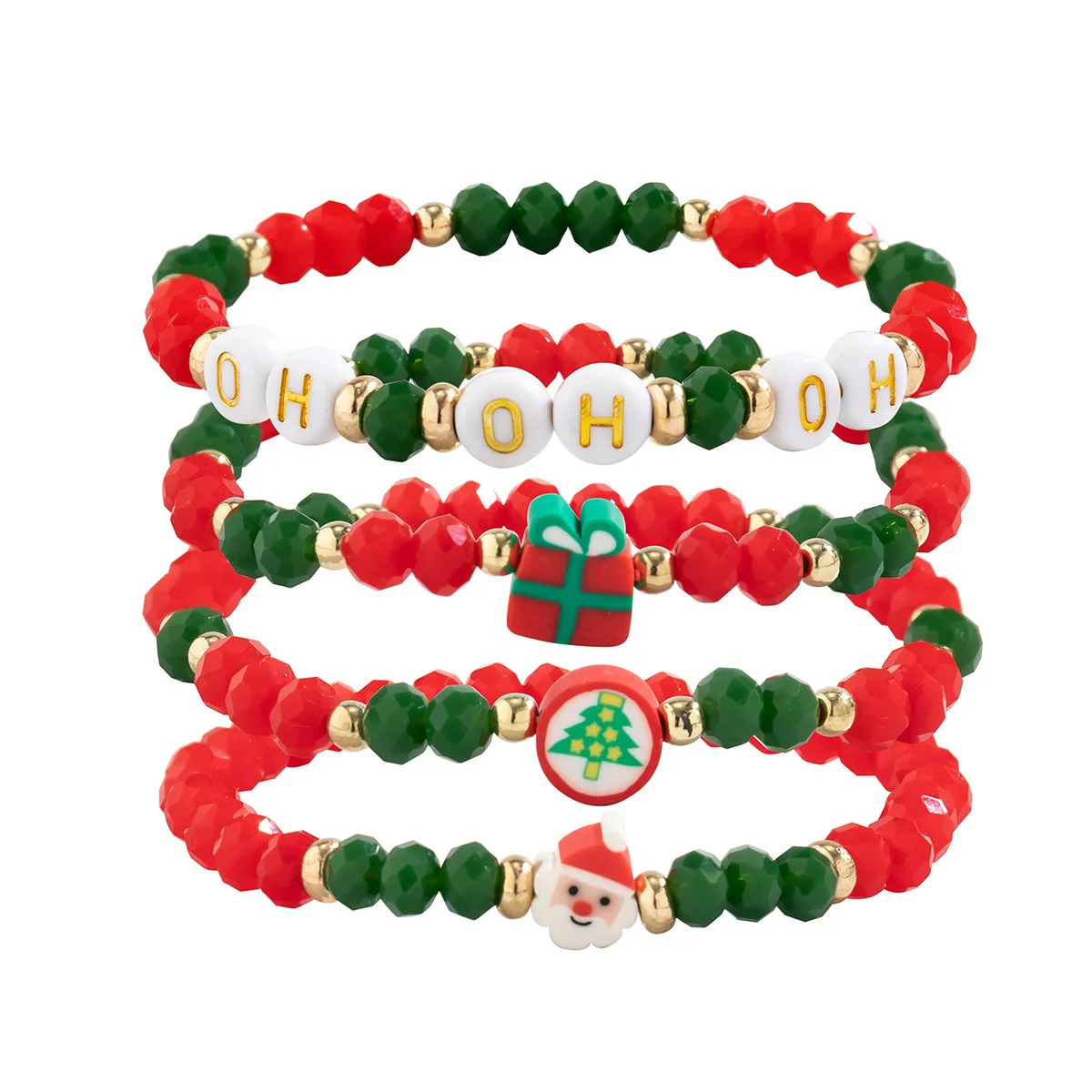 Christmas Theme Snowflake Reindeer Charms Bracelets Beaded Stretch Bracelets For Women Men Bracelet Set Charm Bangles  Jewelry