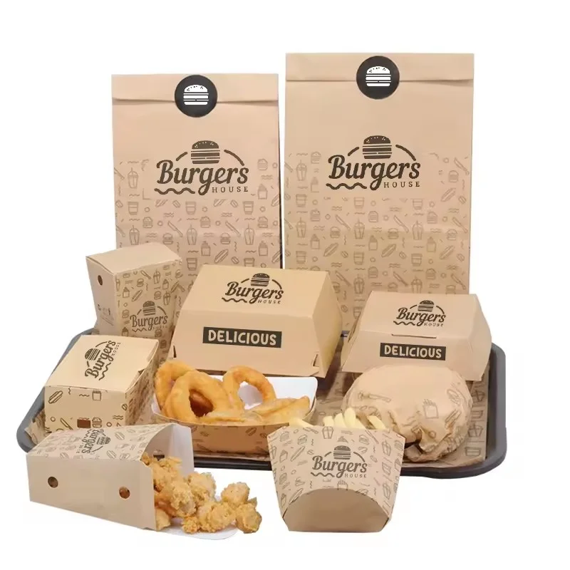 10 00piece.Custom.Jeafer Custom Printed Takeaway Box Recycled Fast Food Container French Fries Paper Packaging Burger