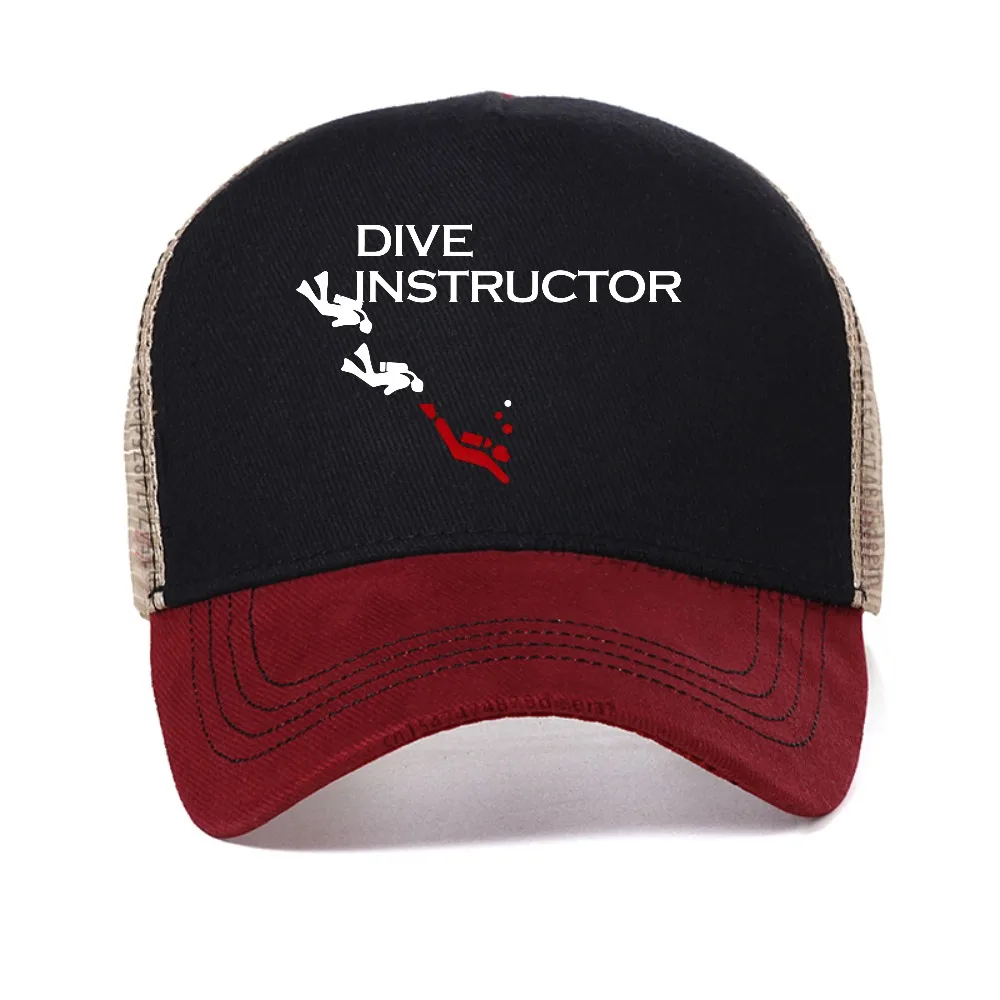 

Dive Instructor Men baseball cap Funny Scuba Diving Graphic cap Summer Style casual sun hat outdoor adjustable mesh trucker hat