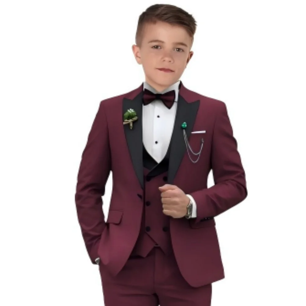 10 Days Delivery Smooth Satin Boy Birthday Dress Children Ring Bearer Formal Suit For Children Clothings Perform Birthday  Suit