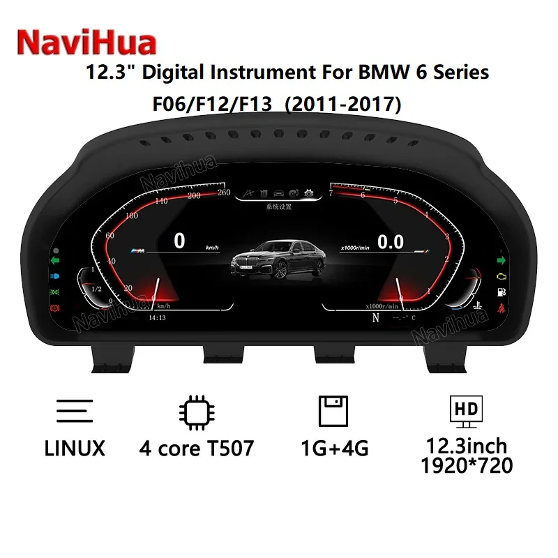 12.3Inch Virtual Digital Instrument Cluster Car Dashboard LCD Display Screen Speedometer for BMW 6 series F06/F12/F13 2011-2017