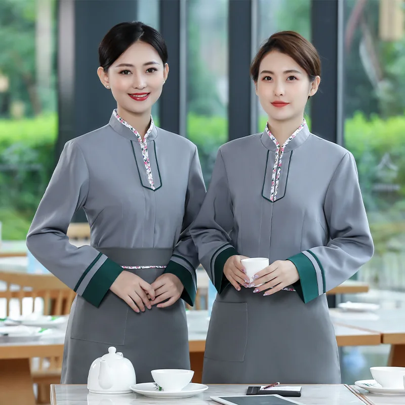 

Hotel Waiter Workwear Women's Catering Hot Pot Restaurant Western Restaurant Bar Bread Baking Shop Fall Long Sleeve Shirt