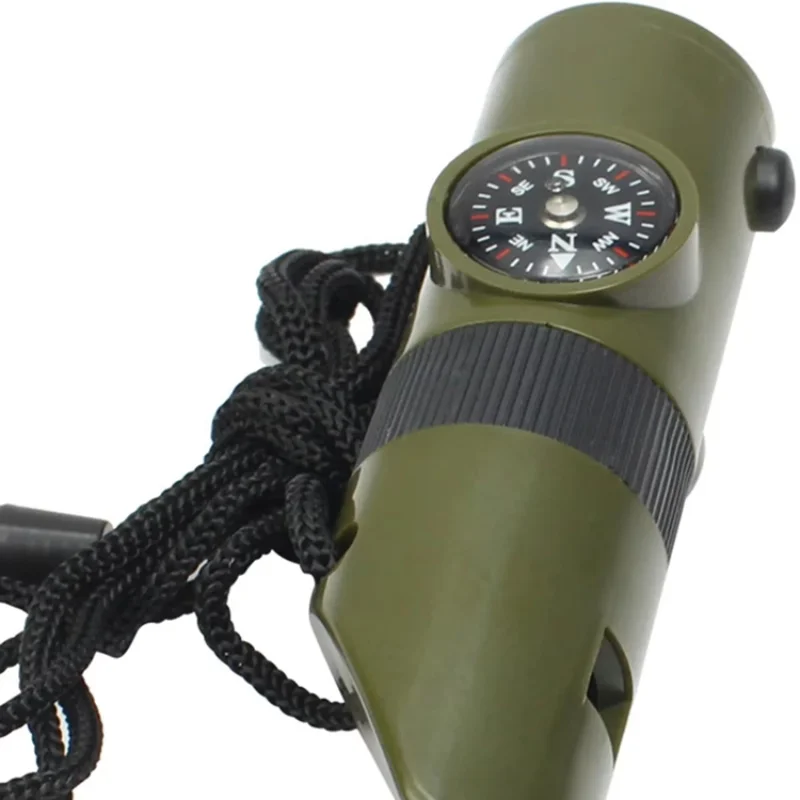 

Multifunctional 7-in-1 Emergency Whistle, High Decibel Outdoor Survival Tool with Compass
