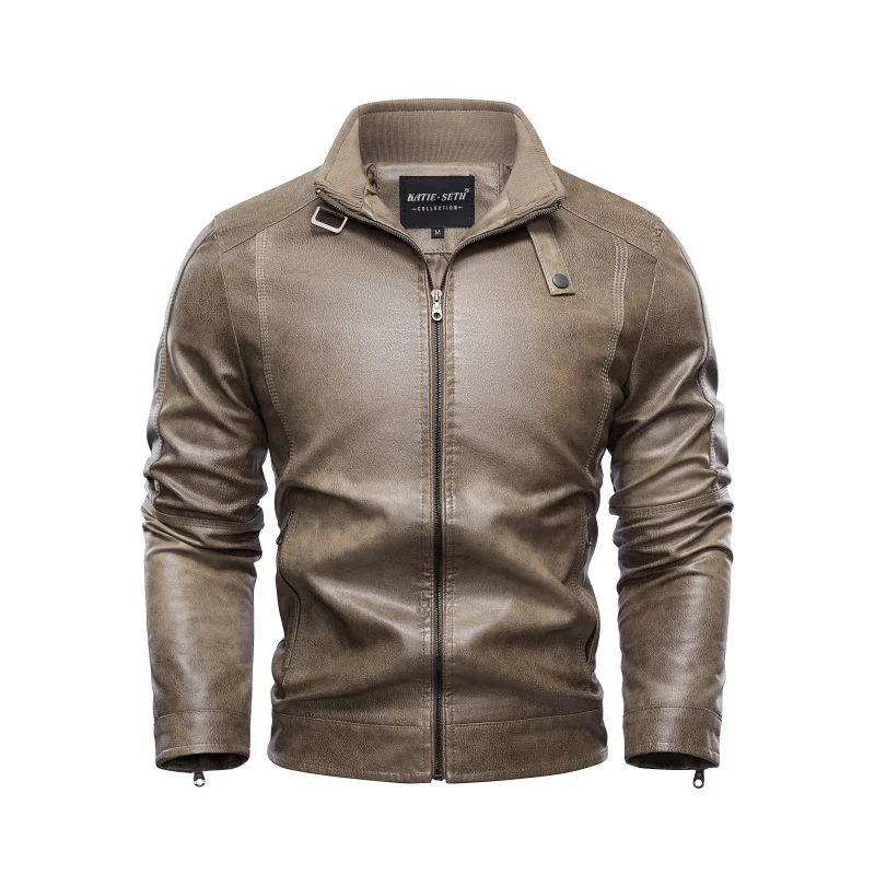 

Карман на молнии с длинным рукавом, однотонная водолазка, кардиган, повседневный осенне-зимний мужской повседневный модный топ из искусственной кожи