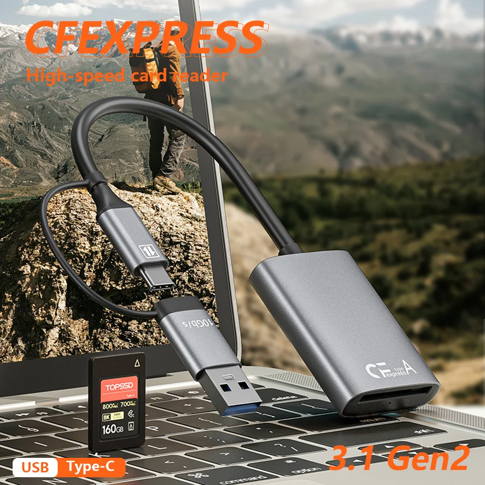 

Устройство считывания карт CFe CFexpress Type A Устройство считывания карт Высокоскоростная передача USB Type-C Порт для камер Sony iPhone 15 MacBook Pro Air 2023