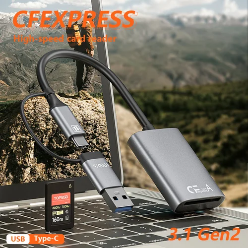 Lector de tarjetas CFe CFexpress tipo A lector de tarjetas transferencia de alta velocidad puerto USB tipo C para cámaras Sony iPhone 15 MacBook Pro Air 2023