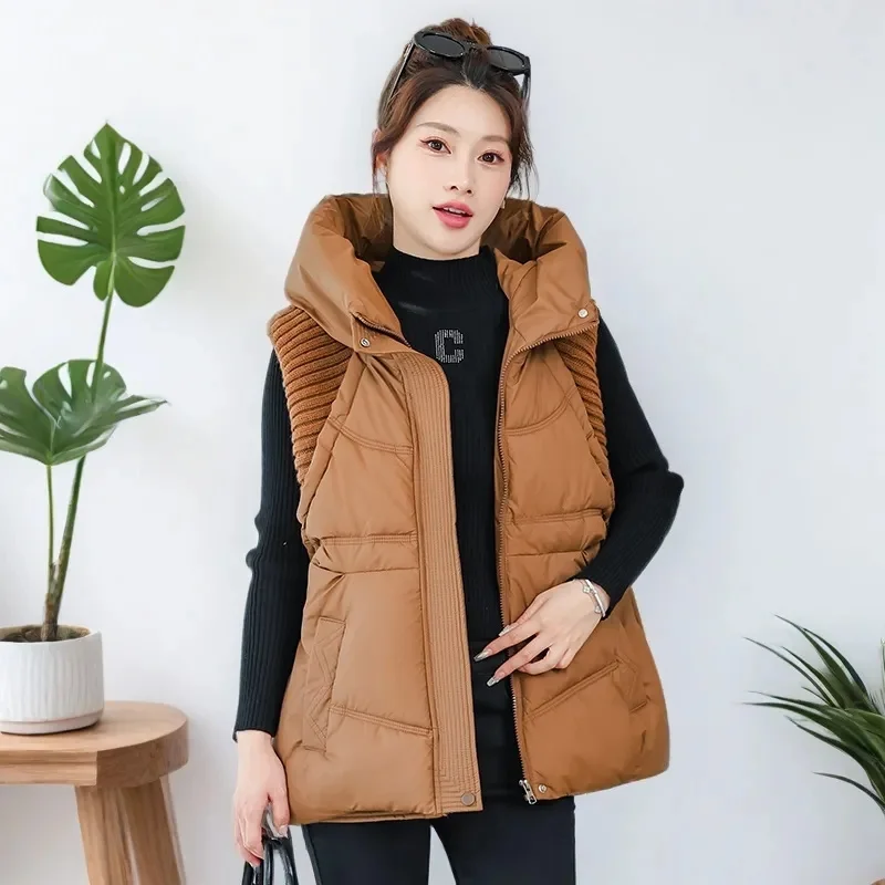 

2025 New Vest Women Jacket Puffer Parkas Windproof Lightweight Hooded Warm Waistcoat Female White Duck Down Down Coat Sleeveless