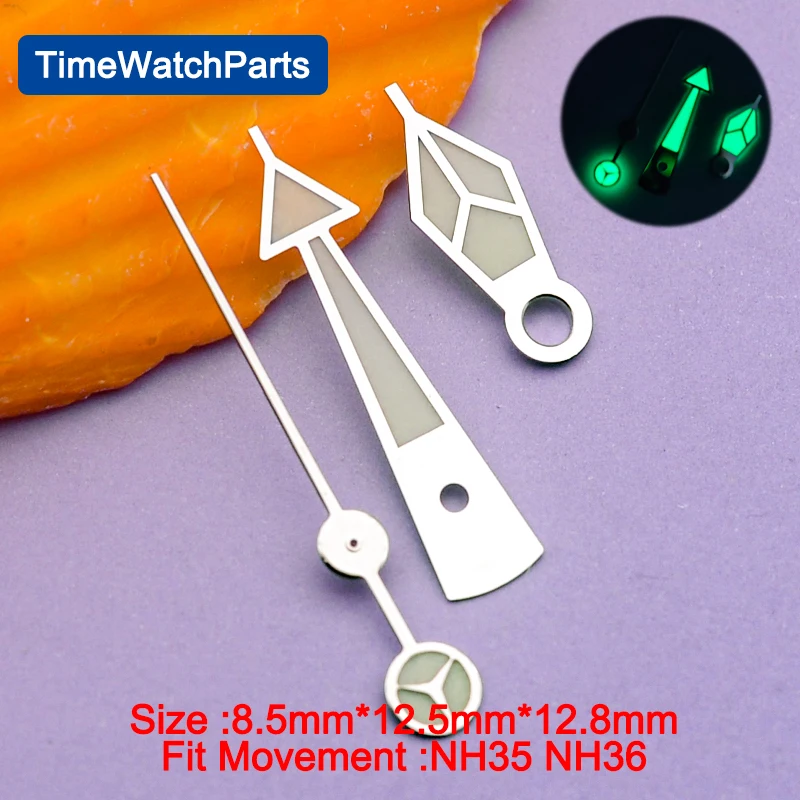 مصقول أسود NH35/NH36 الأيدي الفرعية مارينر غواص الإبر C3 مؤشر مضيئة لجزء الساعات