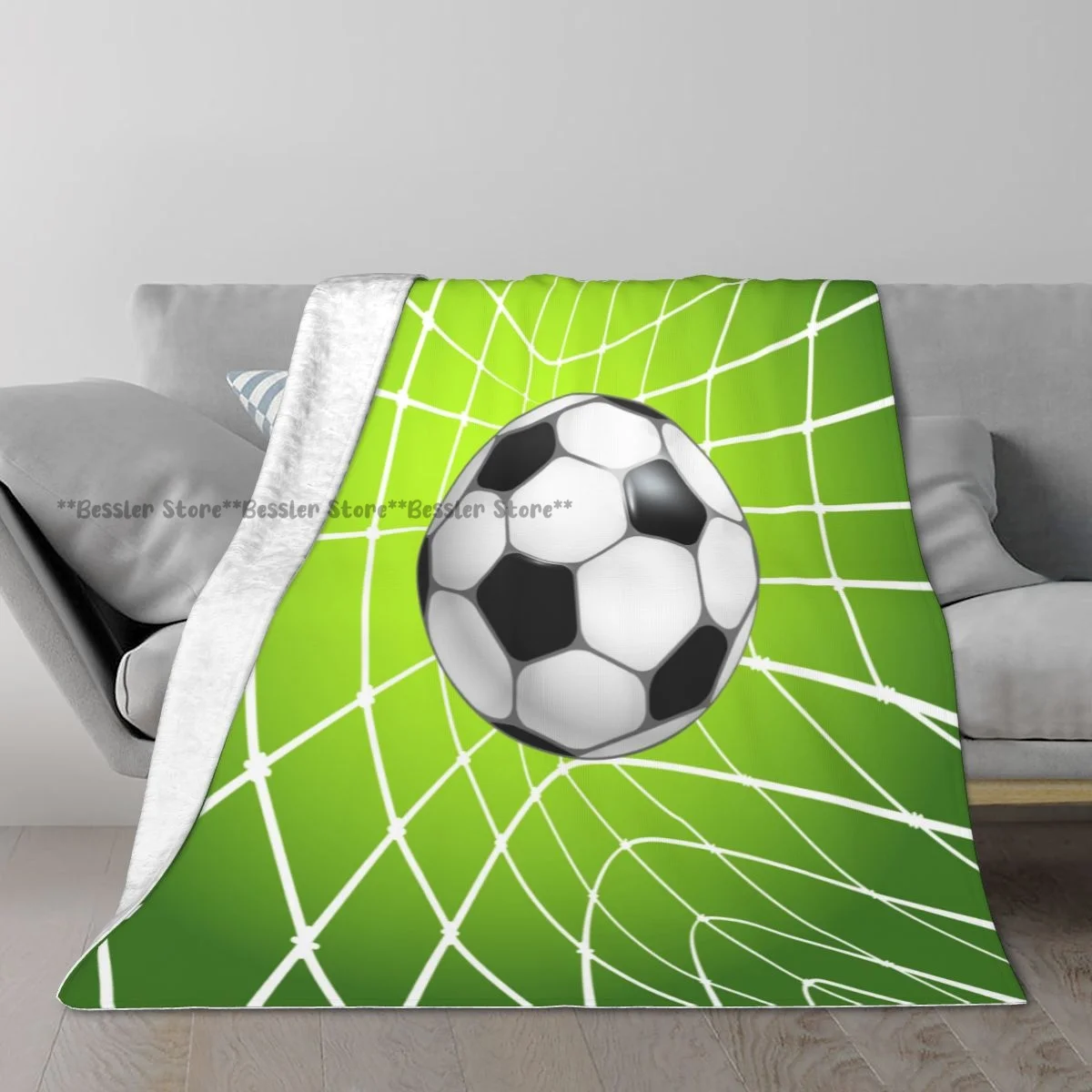 Soft Warm Flannel Blanket Football Soccer Ball In A Net Travel Portable Thin Bed Sofa Blanket