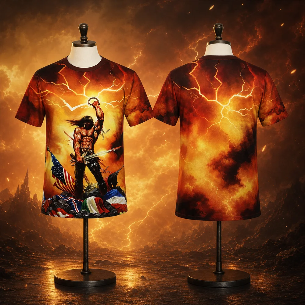 Unisex MANOWAR Rock Hip-Hop 3D-Druck Eltern-Kind-T-Shirt, schnell trocknend, atmungsaktiv, kurzärmelig, lässig, modisch, Sommer-Top – Detail 7