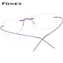 FONEX Rimless Titanium Glasses Men,Frameless Eyeglasses Frame Women Ultralight Frames Eyewear F85707