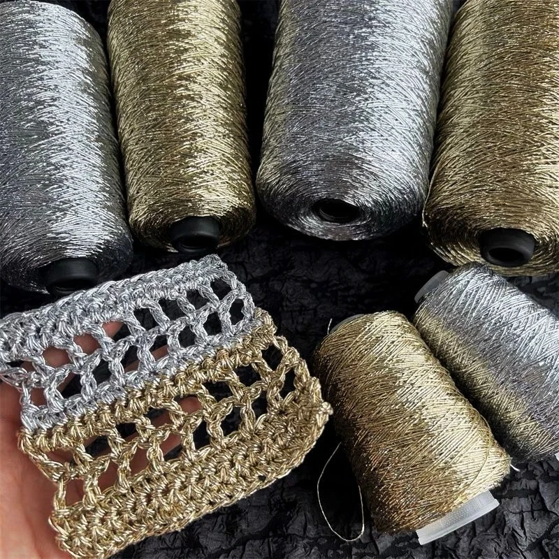 1MM Metallic Yarn Sliver Cord Thread Glitter Crochet Net Bag Kniting Crafts Handmade Handbag Purse Needlework Sewing Material