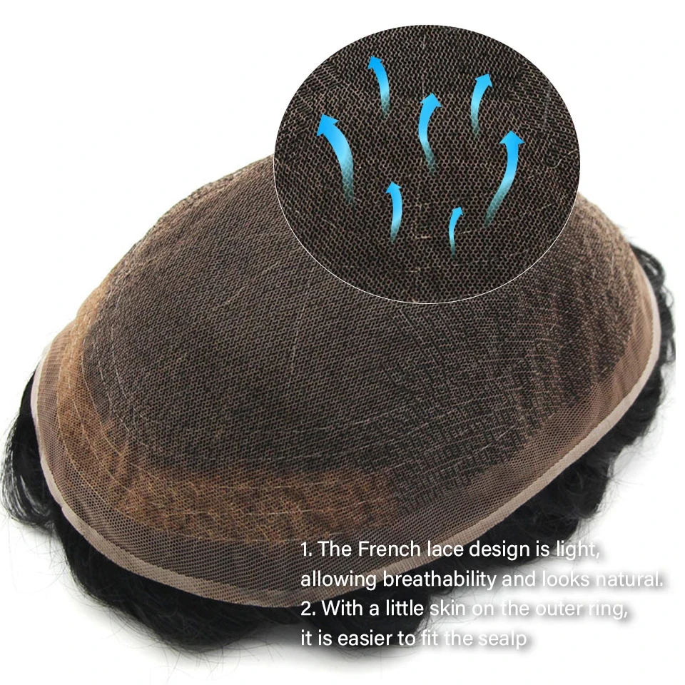 

Полный кружевной парик, мужской прозрачный парик на кружевной основе, дышащий мужской капиллярный протез, мужской парик, система человеческих волос, мягкие парики для мужчин