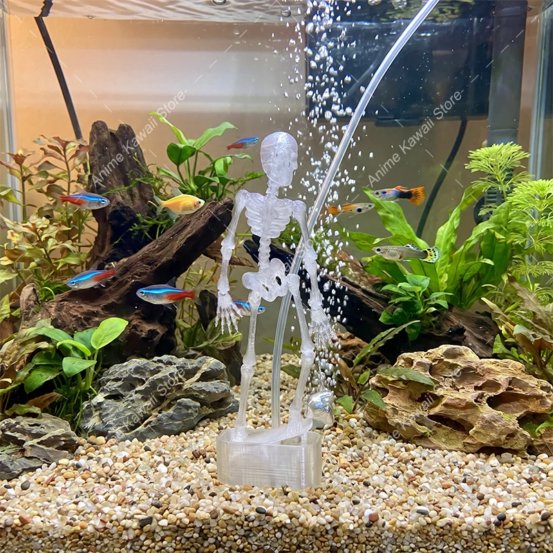 3D-Gedrucktes Tanzendes Skelett Aquarium-Deko Luftblasen-Ornament Fischbecken-Belüfter Landschaftsdekoration ﻿