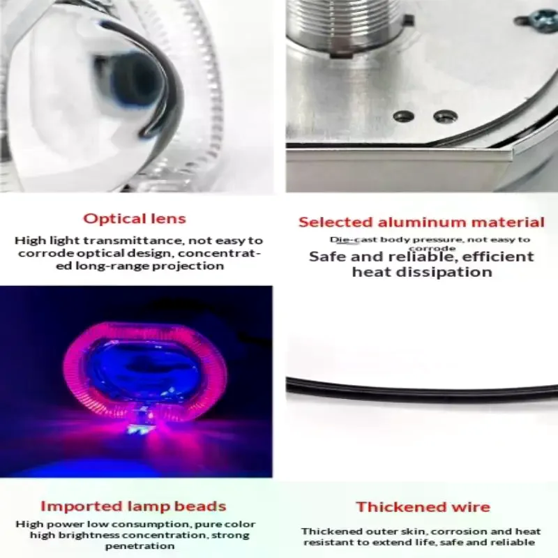 2.5 Inch Motorcycle LED Devil's Eye Spotlight Built-in Headlight Explosion-proof Lens for Off-road E-bike Riding