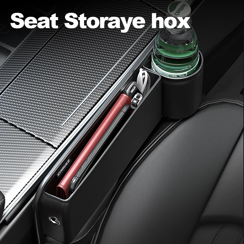 Multifunction Car Seat Gap Leak-proof Storage Bag For Car Seat Gap Filler With Cup Holder PU Leather Seat Slot Organizer Box