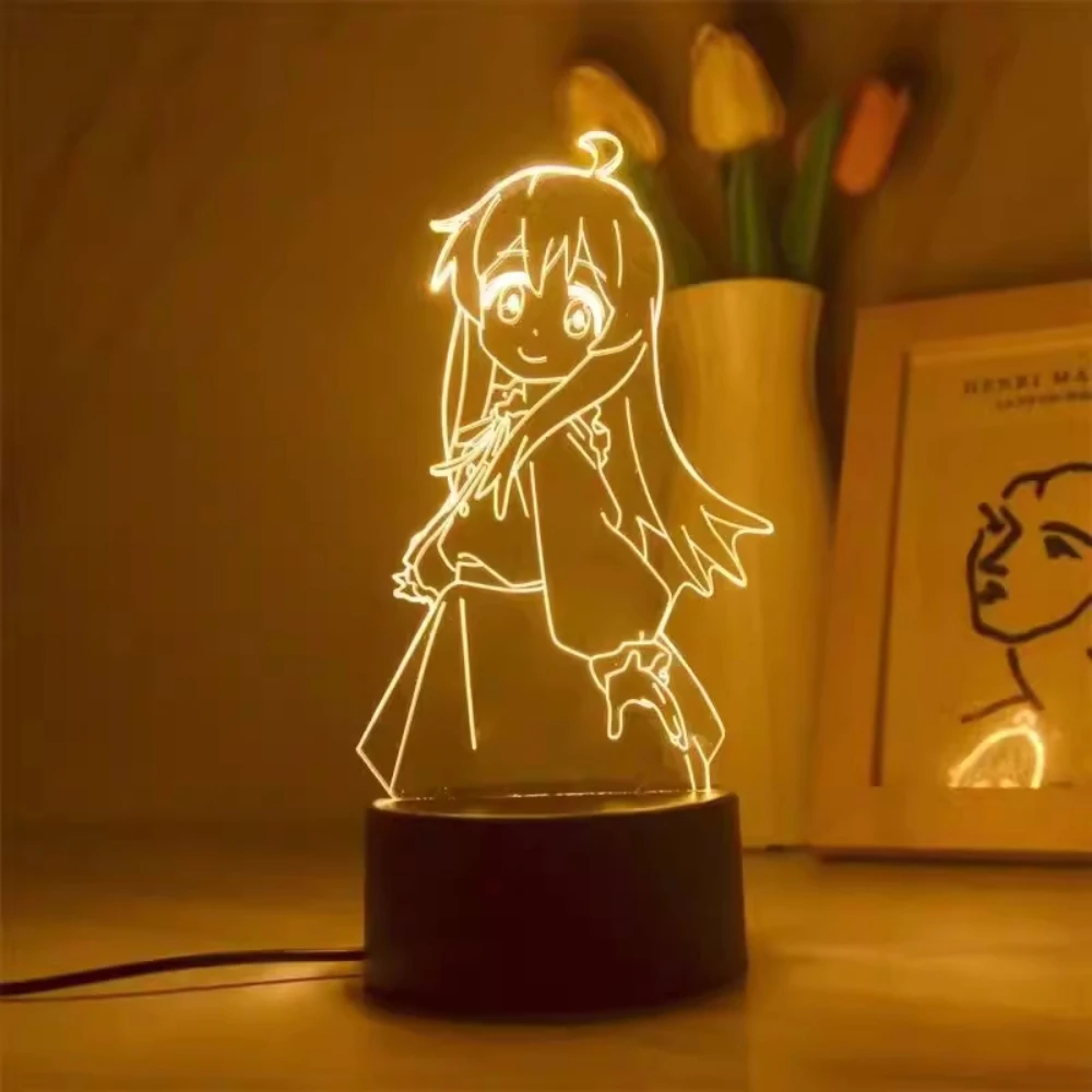 Anime Figura 3D LED Acrílico Lâmpada Do Quarto, Manga Girls Night Lights, Lâmpadas de Cabeceira, Ornamentos com Controle Remoto, Presentes, 7 Cores, 16 Cores