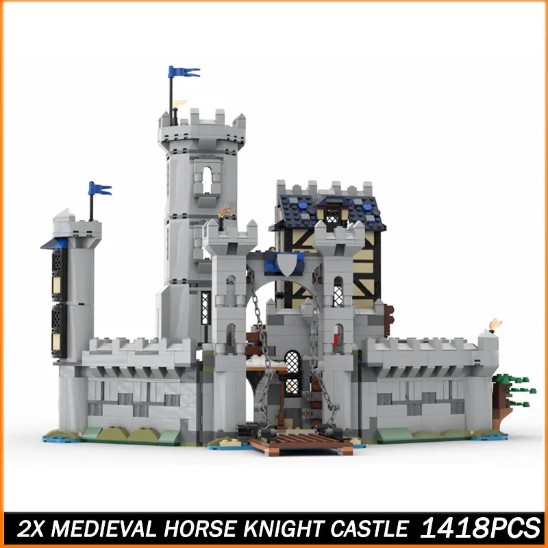 

MOC Building Block Medieval Horse Knight Castle Model Brick Particle Creative Educationve Education Birthday Gift 1418PCS