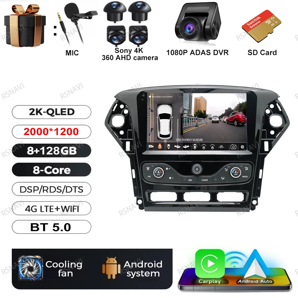 Autoradio Android 15 Voor Ford Mondeo MK4 2007-2014 DVD Viedo Speler BT 4G LTE GPS DSP Head Unit multimedia Stereo Navigatie