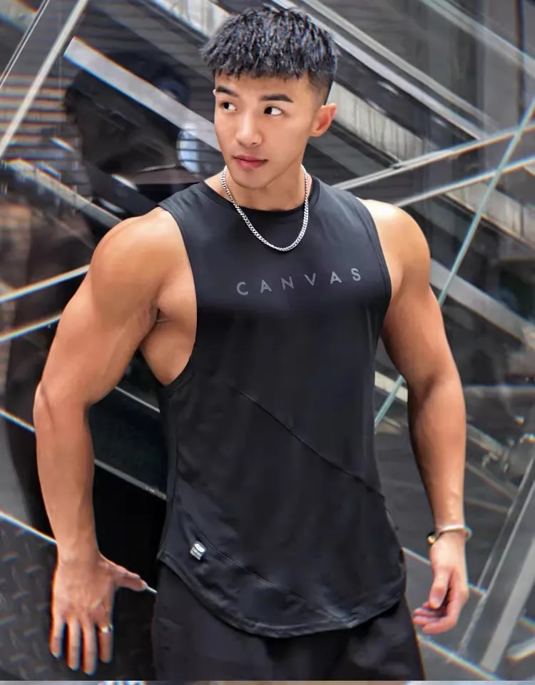 Summer New Style American Casual Sports Fitness Sleeveless Pullover With Patchwork Fitness Vest For Men Relaxed And Casual Fit